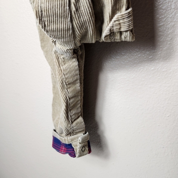 Oshkosh B'Gosh Tan Corduroy Flip Cuff Overall Bibs-Size 9 Months - Picture 5 of 10